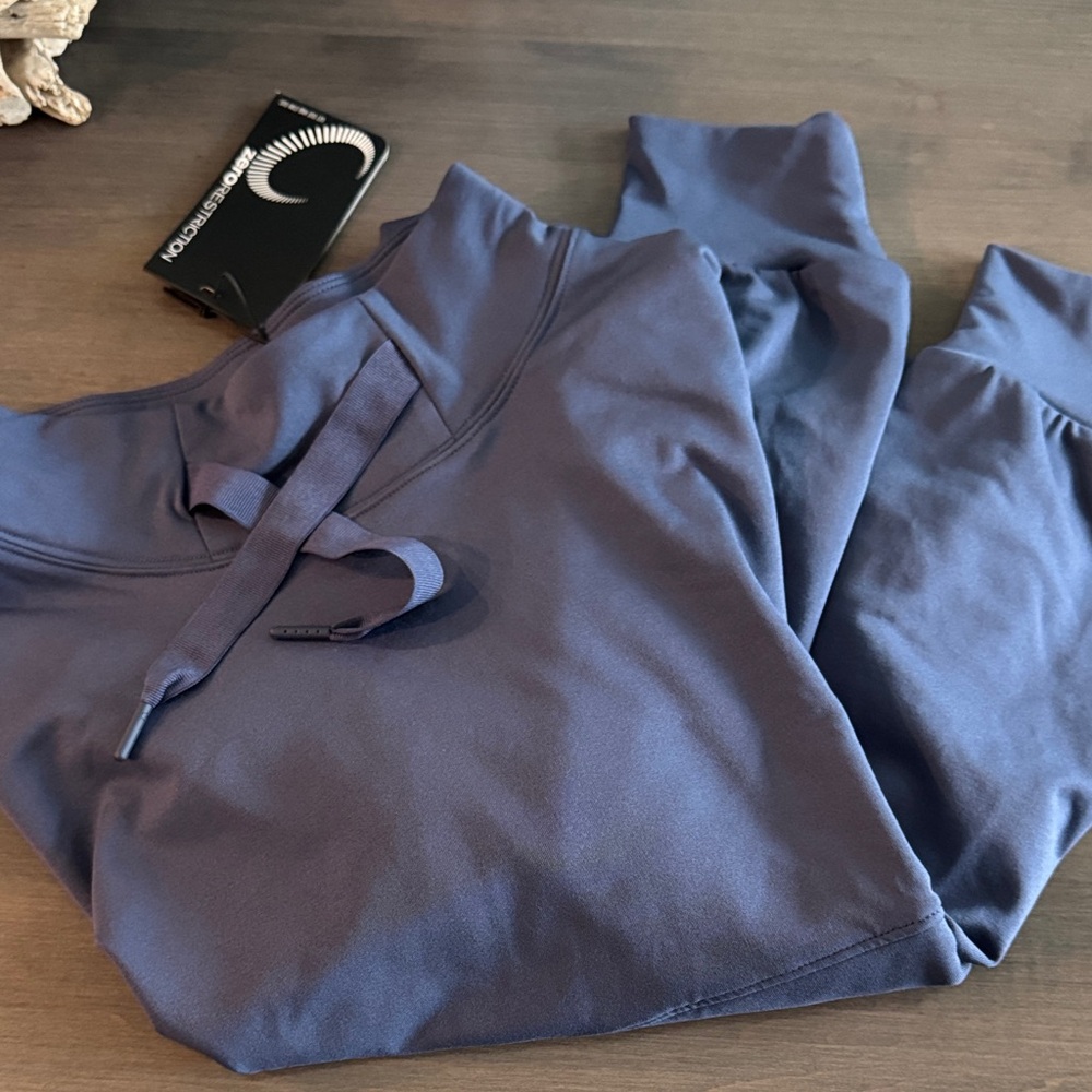 Cozy Navy Pullover by Zero Restriction with Drawstring